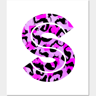 Abstract Letter S Watercolour Leopard Print Alphabet Posters and Art